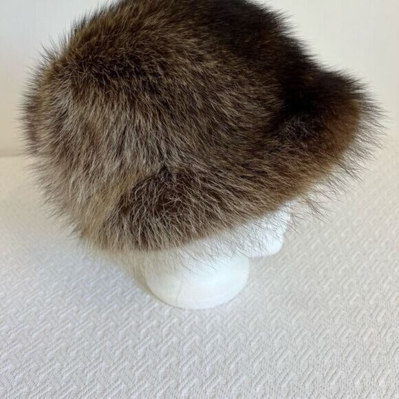 Vintage 80s Stella Creations Real Mink Fur Lined Women’s Hat Winter Warm Natural - Picture 4 of 11